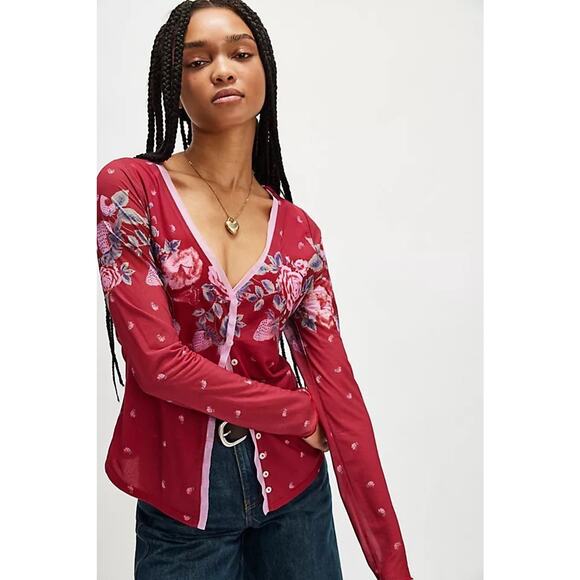 Free People Home Grown Mesh Cardi Sz Small $78 MSRP - Picture 2 of 2